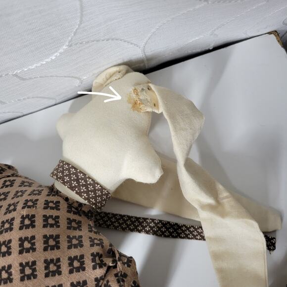 VTG Mr &‎ Mrs Rabbit Dolls 29" Handmade Brown Primitive Folk Plush Easter Decor - Picture 3 of 16